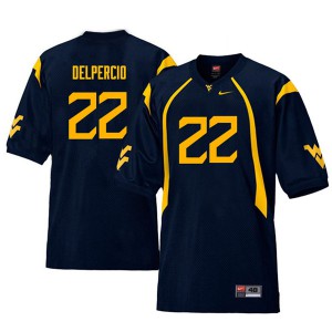 Men West Virginia Mountaineers Anthony Delpercio #22 Embroidery Navy Throwback Jersey 536171-355
