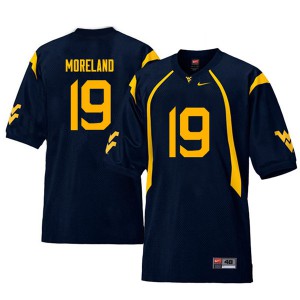 Men's West Virginia Mountaineers Barry Moreland #19 Throwback Football Navy Jersey 895020-932