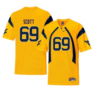 Mens West Virginia Mountaineers Blaine Scott #69 Throwback Yellow Official Jerseys 720430-835