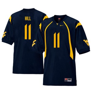 Men West Virginia Mountaineers Chase Hill #11 Navy Throwback Football Jersey 956451-214