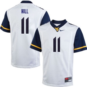 Men's West Virginia Mountaineers Chase Hill #11 White University Jerseys 165223-415