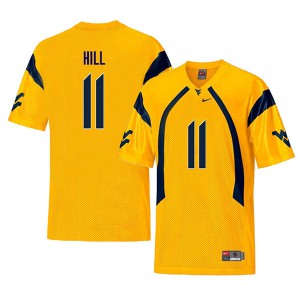 Mens West Virginia Mountaineers Chase Hill #11 Throwback Yellow Stitch Jerseys 403388-293