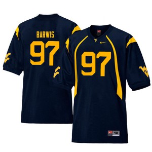 Mens West Virginia Mountaineers Connor Barwis #97 Throwback University Navy Jersey 845117-585