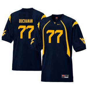Men West Virginia Mountaineers Daniel Buchanan #77 Throwback Football Navy Jerseys 497799-204