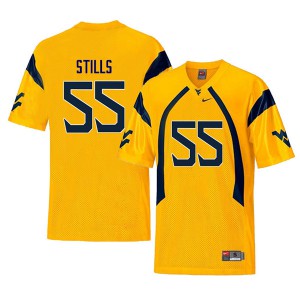 Mens West Virginia Mountaineers Dante Stills #55 Stitched Throwback Yellow Jersey 633933-148