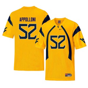 Men West Virginia Mountaineers Emilio Appolloni #52 Yellow Throwback Embroidery Jerseys 765198-552