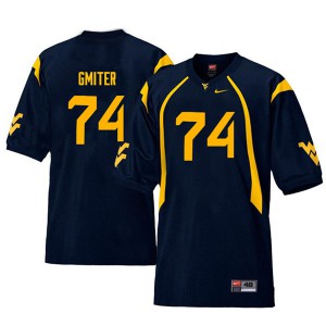 Mens West Virginia Mountaineers James Gmiter #74 NCAA Throwback Navy Jersey 357589-807