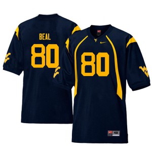 Men West Virginia Mountaineers Jesse Beal #80 Throwback Official Navy Jersey 356352-100