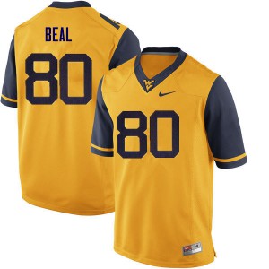 Mens West Virginia Mountaineers Jesse Beal #80 Official Yellow Jerseys 256530-946