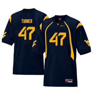 Men West Virginia Mountaineers Joseph Turner #47 Navy Stitched Throwback Jerseys 752027-494