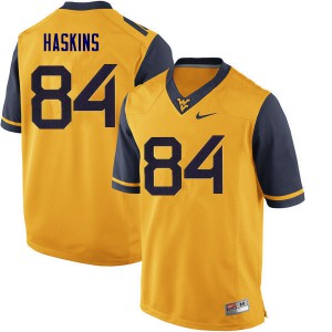 Men's West Virginia Mountaineers Jovani Haskins #84 Yellow Official Jerseys 233777-681