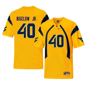 Mens West Virginia Mountaineers Kenny Bigelow Jr. #40 Stitch Throwback Yellow Jerseys 646393-924