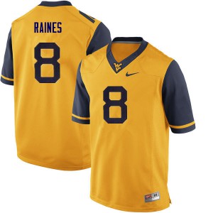 Men West Virginia Mountaineers Kwantel Raines #8 Stitched Yellow Jersey 686864-434