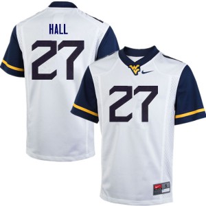 Men West Virginia Mountaineers Kwincy Hall #27 Stitched White Jersey 161375-740