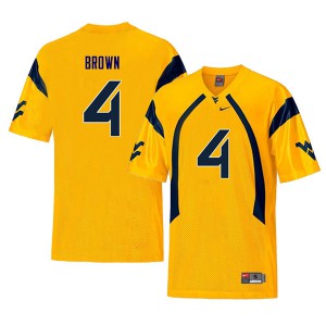 Men's West Virginia Mountaineers Leddie Brown #4 Throwback Yellow Official Jersey 151781-922