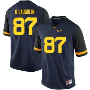 Men West Virginia Mountaineers Mike O'Laughlin #87 Navy College Jerseys 833429-322