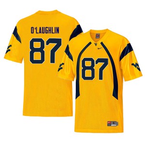 Mens West Virginia Mountaineers Mike O'Laughlin #87 Yellow Throwback Player Jersey 690052-508