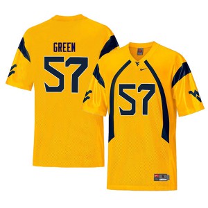 Men's West Virginia Mountaineers Nate Green #57 Yellow Throwback Embroidery Jersey 546220-263