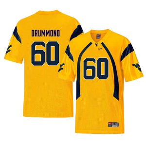 Men's West Virginia Mountaineers Noah Drummond #60 Yellow Throwback NCAA Jersey 816474-516