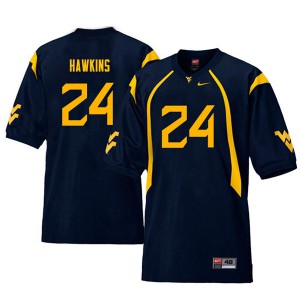 Men's West Virginia Mountaineers Roman Hawkins #24 Throwback Navy Embroidery Jersey 552453-420