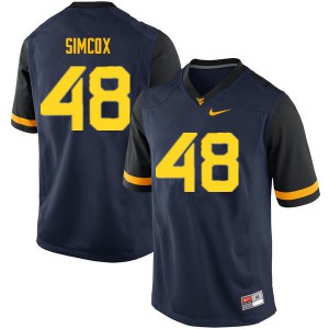 Mens West Virginia Mountaineers Skyler Simcox #48 Navy Football Jerseys 755976-556