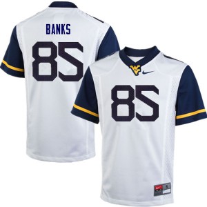 Mens West Virginia Mountaineers T.J. Banks #85 Stitched White Jerseys 823940-234