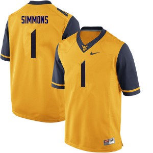 Mens West Virginia Mountaineers T.J. Simmons #1 Football Yellow Jerseys 967869-840