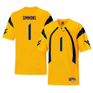 Men West Virginia Mountaineers T.J. Simmons #1 Stitch Throwback Yellow Jerseys 775278-124