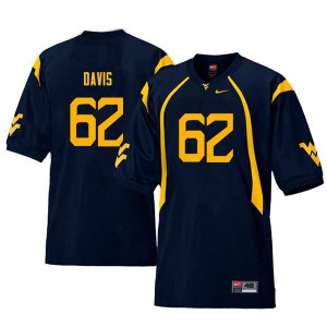 Mens West Virginia Mountaineers Zach Davis #62 Navy Player Throwback Jersey 145436-461