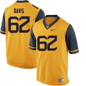 Mens West Virginia Mountaineers Zach Davis #62 Yellow Official Jersey 504625-226