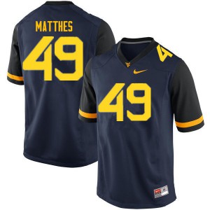 Men West Virginia Mountaineers Evan Matthes #49 Navy Football Jerseys 781148-893