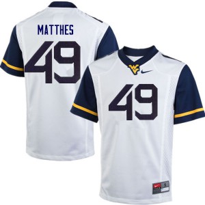 Mens West Virginia Mountaineers Evan Matthes #49 White Official Jerseys 570739-510