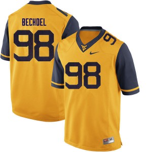 Mens West Virginia Mountaineers Leighton Bechdel #98 Player Gold Jersey 141981-528