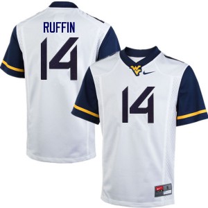 Mens West Virginia Mountaineers Malachi Ruffin #14 Stitched White Jerseys 794937-646
