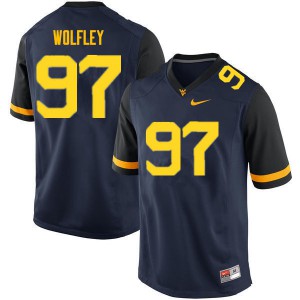 Men's West Virginia Mountaineers Stone Wolfley #97 Navy Stitched Jersey 556021-375