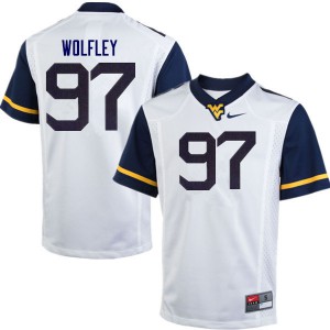 Men's West Virginia Mountaineers Stone Wolfley #97 Football White Jersey 389678-392
