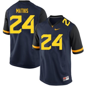 Mens West Virginia Mountaineers Tony Mathis #24 Stitched Navy Jerseys 163673-532