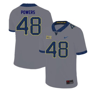 Men West Virginia Mountaineers Mike Powers #48 Embroidery Gray Jerseys 455848-377