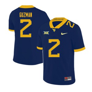 Mens West Virginia Mountaineers Noah Guzman #2 2020 Navy Football Jerseys 273776-128