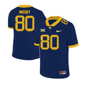 Men West Virginia Mountaineers Quamaezius Mosby #80 Navy Embroidery Jersey 610378-675