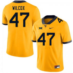 Mens West Virginia Mountaineers Avery Wilcox #47 Gold Football Jersey 342011-224
