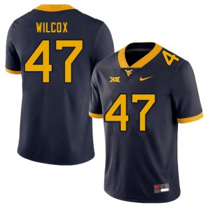 Mens West Virginia Mountaineers Avery Wilcox #47 Official Navy Jerseys 171135-499