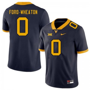 Mens West Virginia Mountaineers Bryce Ford-Wheaton #0 Embroidery Navy Jerseys 385086-414