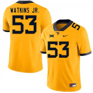 Mens West Virginia Mountaineers Eddie Watkins Jr. #53 Stitch Gold Jerseys 770114-510
