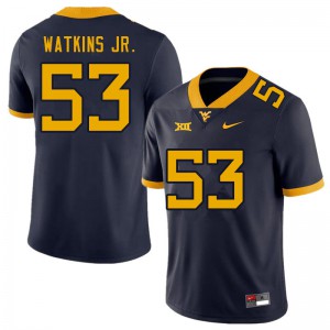 Mens West Virginia Mountaineers Eddie Watkins Jr. #53 Embroidery Navy Jerseys 789288-643
