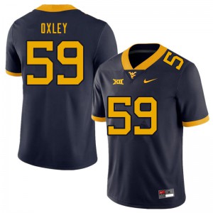 Men West Virginia Mountaineers Jackson Oxley #59 NCAA Navy Jersey 382828-297