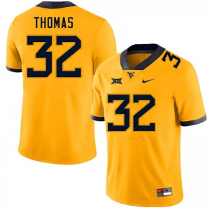 Men's West Virginia Mountaineers James Thomas #32 Gold Stitched Jerseys 334901-840