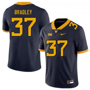 Men West Virginia Mountaineers L'Trell Bradley #37 Navy Embroidery Jersey 759357-849