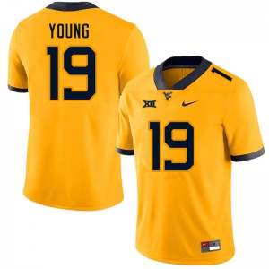 Men's West Virginia Mountaineers Scottie Young #19 Gold Embroidery Jerseys 608564-757