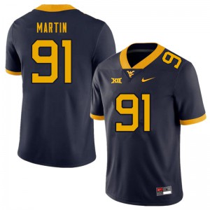 Mens West Virginia Mountaineers Sean Martin #91 Navy Stitched Jersey 911770-559